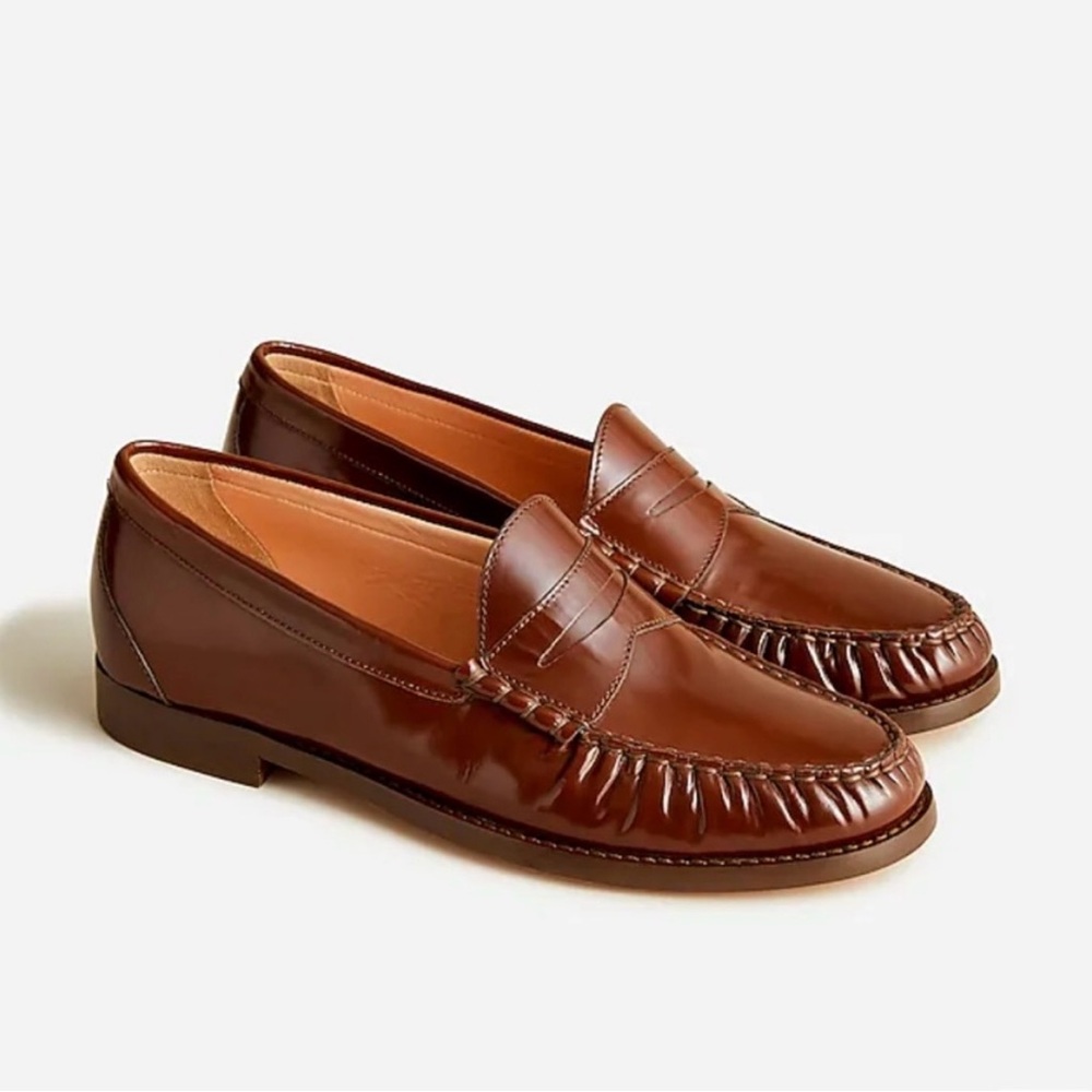 J Crew Winona Penny Loafers in Italian Spazzolato Leather